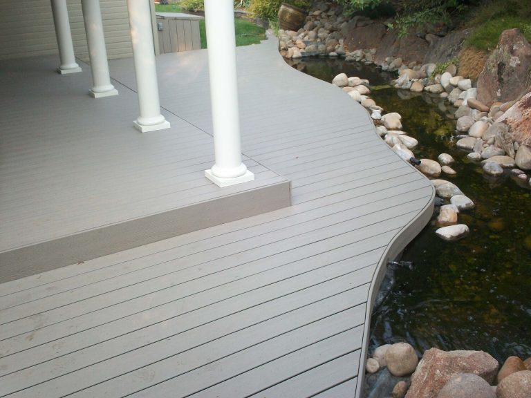 The resheet follows the curved border of a beautiful fish pond.