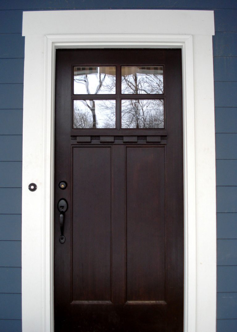Therma Tru stained fiberglass entry door.