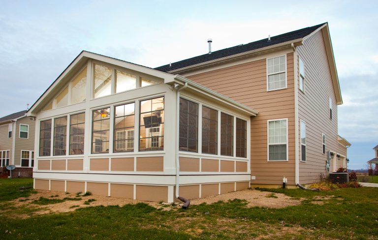 This 3-season porch addition compliments the existing home.