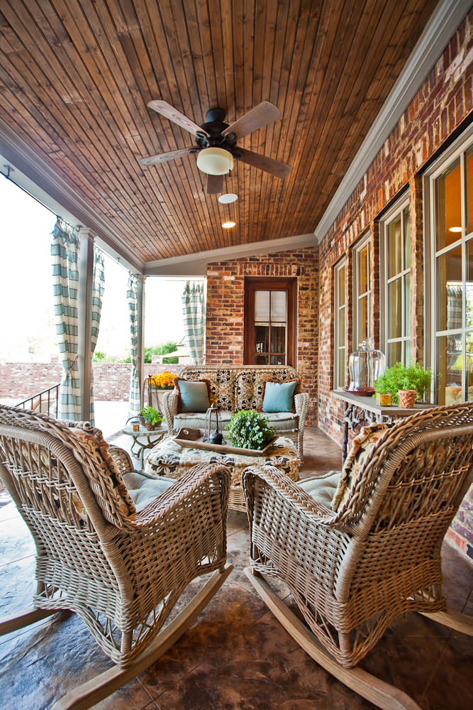 This back porch is the perfect place to beat the heat and yet keep an eye on the pool activities.