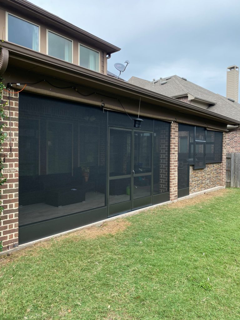 This beautiful back porch is now usable with French Style Screen Doors, Kick Plate and Removable Panels to allow Smoke to exit the enclosed area while cooking. by Perfect Patios & Custom Screens | Outdoor Photos | Porch | Landscaping | Landscape Design | Outdoor Living Space | Porch Design Ideas | Outdoor Living Space Ideas | Backyard Design