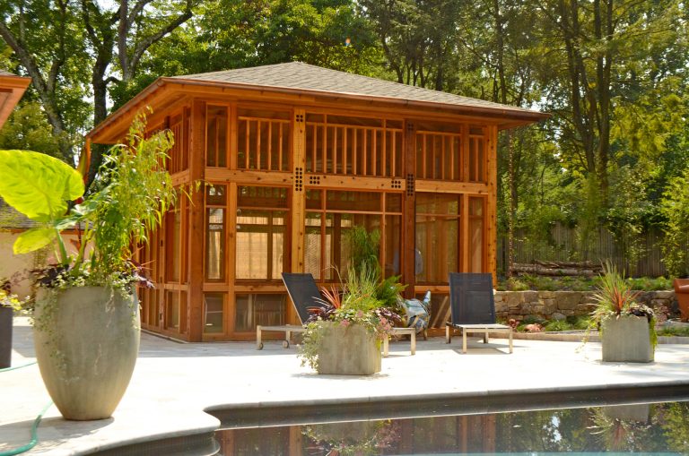 This beautiful screened in porch was handcrafted from Western Red Cedar. Photos Credit: Archer & Buchanan Architecture