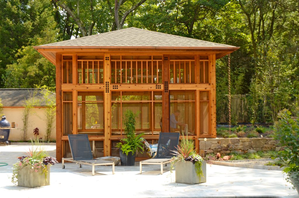 This beautiful screened in porch was handcrafted from Western Red Cedar. Photos Credit: Archer & Buchanan Architecture