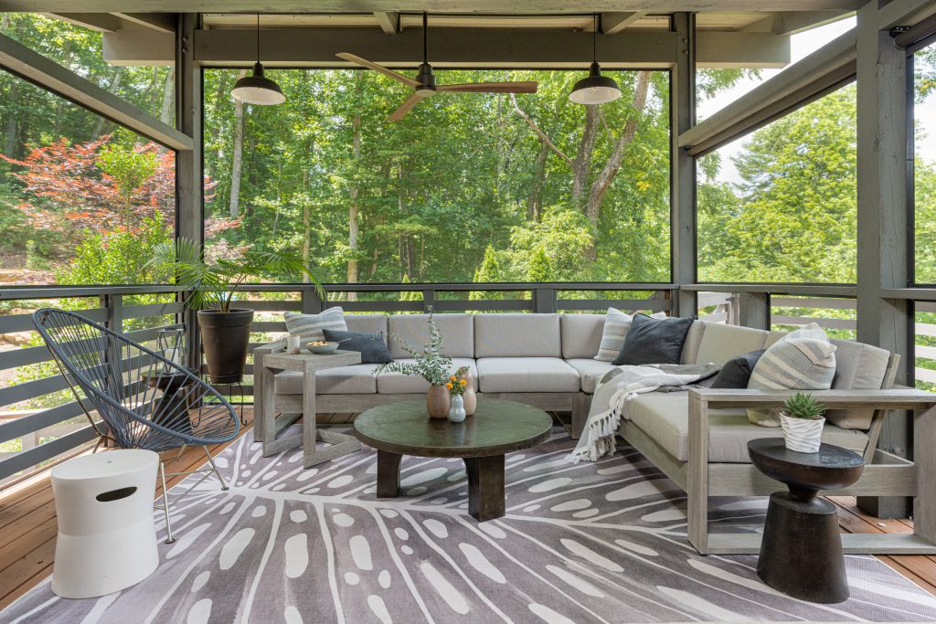 This is an example of a 1950s porch design in Other. by Brooke Kern Interior Design, LLC | Outdoor Photos | Porch | Landscaping | Landscape Design | Outdoor Living Space | Porch Design Ideas | Outdoor Living Space Ideas | Backyard Design