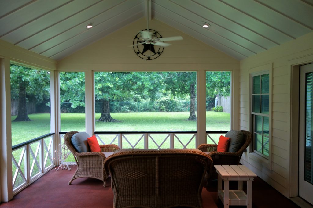 This is an example of a coastal porch design in Houston. by Virginia W. Kelsey, AIA | Outdoor Photos | Porch | Landscaping | Landscape Design | Outdoor Living Space | Porch Design Ideas | Outdoor Living Space Ideas | Backyard Design