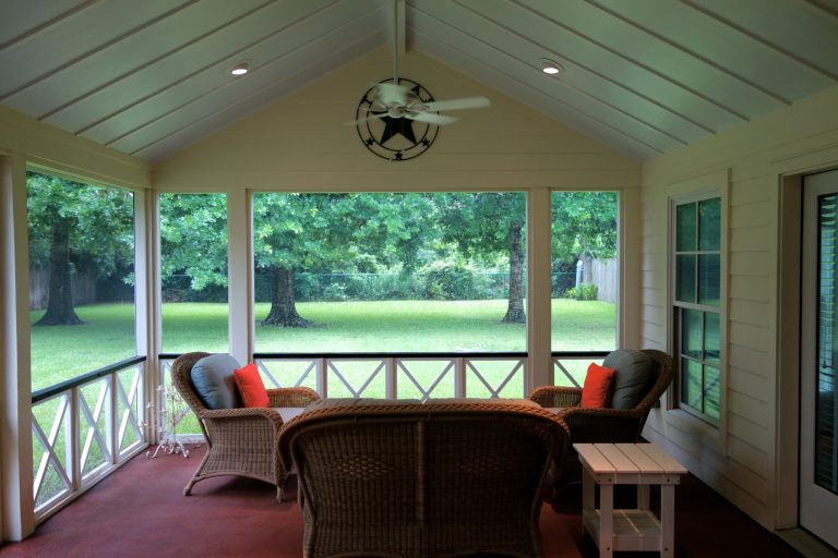 This is an example of a coastal porch design in Houston. by Virginia W. Kelsey, AIA | Outdoor Photos | Porch | Landscaping | Landscape Design | Outdoor Living Space | Porch Design Ideas | Outdoor Living Space Ideas | Backyard Design