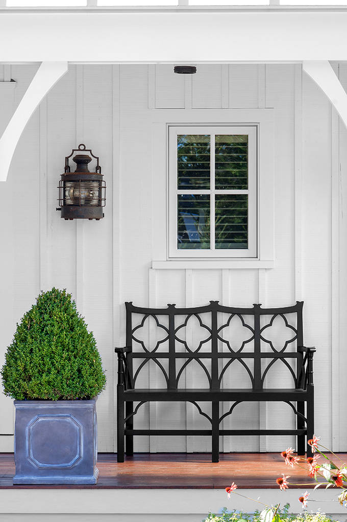 This is an example of a coastal porch design in Portland Maine with decking and a roof extension. by Banks Design Associates, LTD & Simply Home | Outdoor Photos | Porch | Landscaping | Landscape Design | Outdoor Living Space | Porch Design Ideas | Outdoor Living Space Ideas | Backyard Design