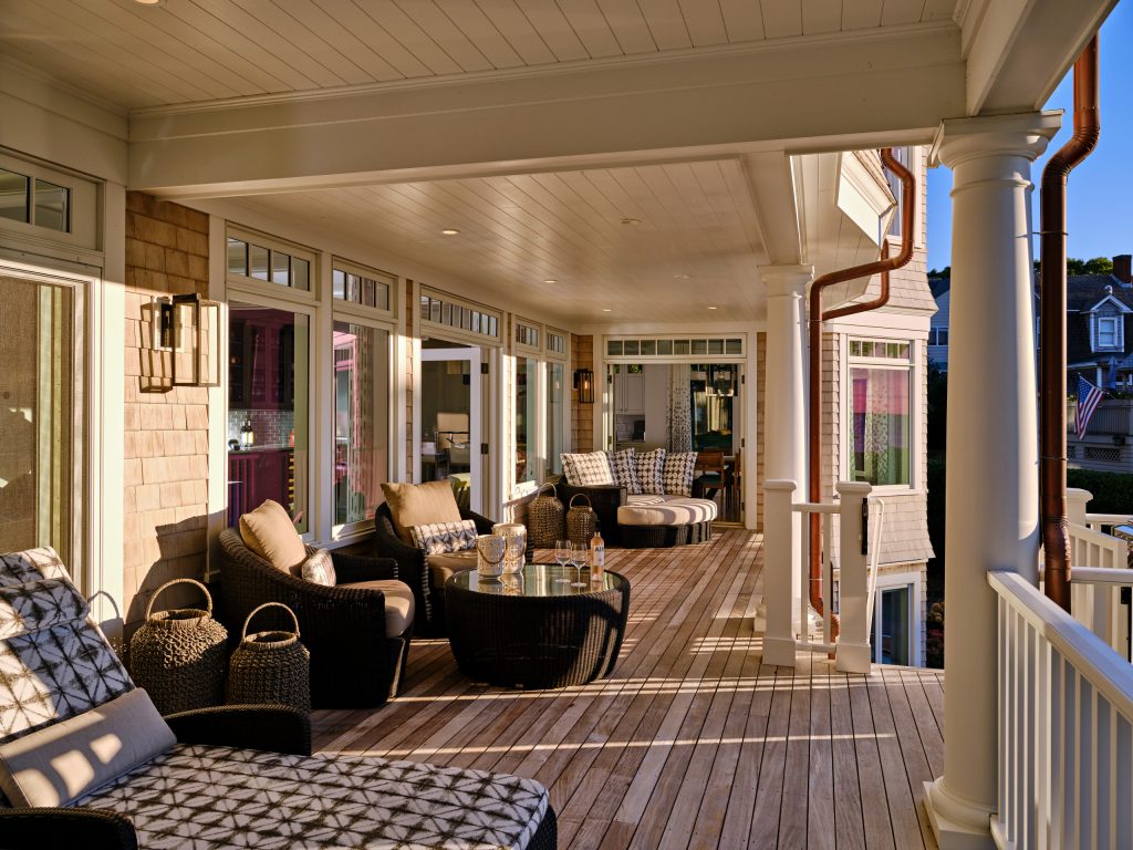 This is an example of a coastal wood railing porch design in Boston with a roof extension. by William Lee Architect & Associates, LLC | Outdoor Photos | Porch | Landscaping | Landscape Design | Outdoor Living Space | Porch Design Ideas | Outdoor Living Space Ideas | Backyard Design