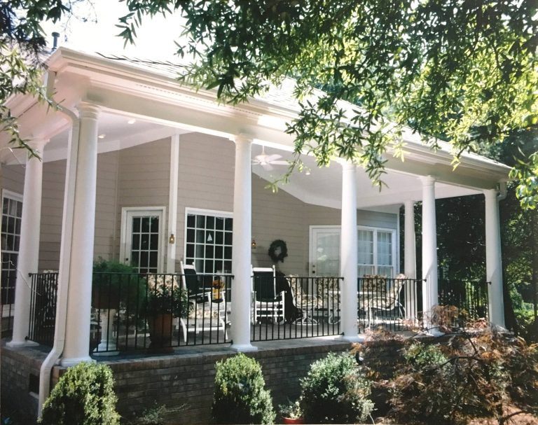 This is an example of a contemporary porch design in Charlotte. by Peters Custom Homes, Inc. | Outdoor Photos | Porch | Landscaping | Landscape Design | Outdoor Living Space | Porch Design Ideas | Outdoor Living Space Ideas | Backyard Design