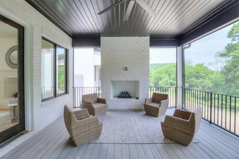 This is an example of a contemporary porch design in Nashville. by White Pines Building Group | Outdoor Photos | Porch | Landscaping | Landscape Design | Outdoor Living Space | Porch Design Ideas | Outdoor Living Space Ideas | Backyard Design