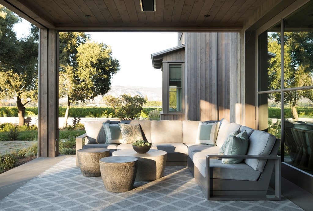 This is an example of a farmhouse concrete porch design in San Francisco with a roof extension. by | Outdoor Photos | Porch | Landscaping | Landscape Design | Outdoor Living Space | Porch Design Ideas | Outdoor Living Space Ideas | Backyard Design