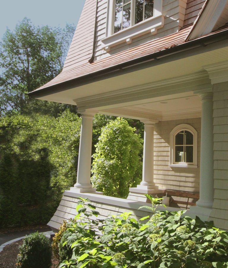 This is an example of a farmhouse porch design in New York. by Jordan Rosenberg Architect | Outdoor Photos | Porch | Landscaping | Landscape Design | Outdoor Living Space | Porch Design Ideas | Outdoor Living Space Ideas | Backyard Design