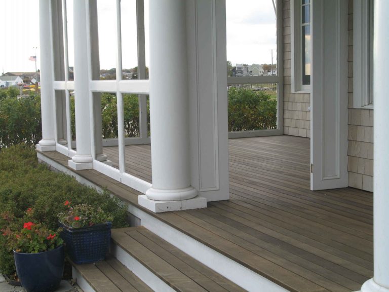 This is an example of a large coastal screened-in back porch design in Bridgeport with a roof extension. by K V Designs | Outdoor Photos | Porch | Landscaping | Landscape Design | Outdoor Living Space | Porch Design Ideas | Outdoor Living Space Ideas | Backyard Design