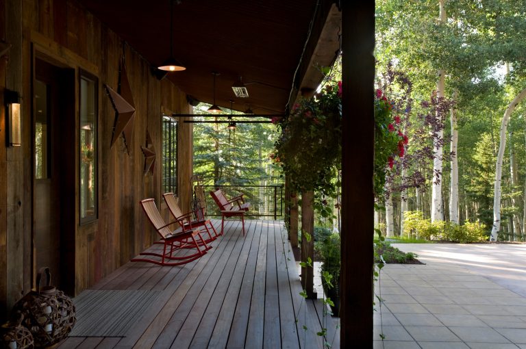 This is an example of a large contemporary front porch design in Denver with decking and a roof extension. by Sefra Maples Interior Design and Consulting | Outdoor Photos | Porch | Landscaping | Landscape Design | Outdoor Living Space | Porch Design Ideas | Outdoor Living Space Ideas | Backyard Design