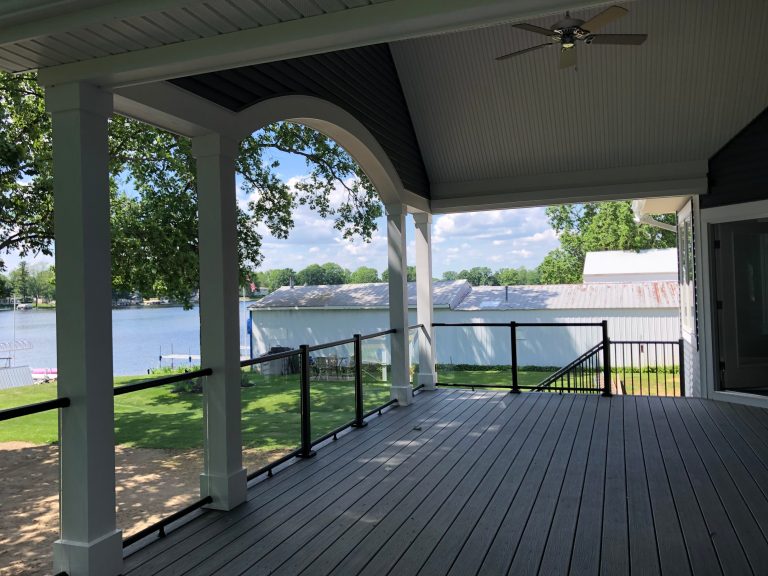 This is an example of a large craftsman back porch design in Other with decking and a roof extension. by Bob Buescher Homes | Outdoor Photos | Porch | Landscaping | Landscape Design | Outdoor Living Space | Porch Design Ideas | Outdoor Living Space Ideas | Backyard Design