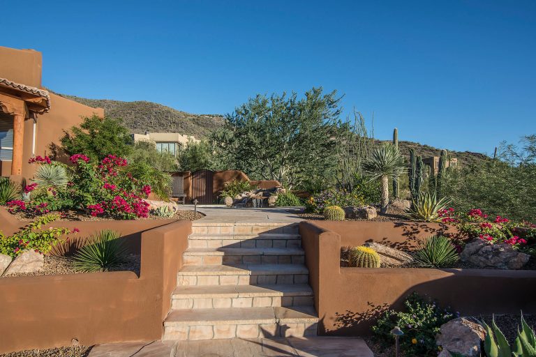 This is an example of a large southwestern backyard landscaping in Phoenix.