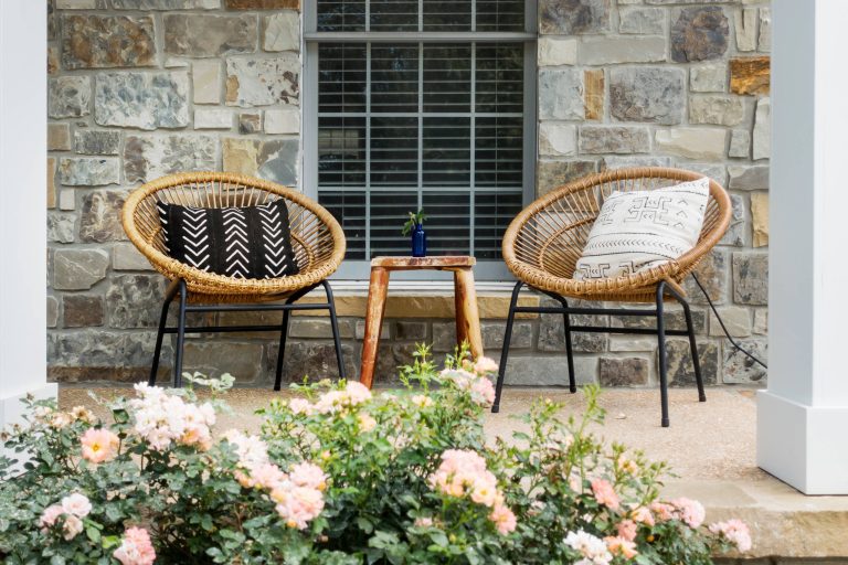 This is an example of a large transitional concrete front porch design in Other with a roof extension. by Nathan Taylor for Obelisk Home | Outdoor Photos | Porch | Landscaping | Landscape Design | Outdoor Living Space | Porch Design Ideas | Outdoor Living Space Ideas | Backyard Design