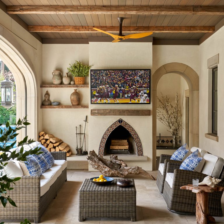 This is an example of a mediterranean porch design in Dallas. by Martin Raymond Homes | Outdoor Photos | Porch | Landscaping | Landscape Design | Outdoor Living Space | Porch Design Ideas | Outdoor Living Space Ideas | Backyard Design