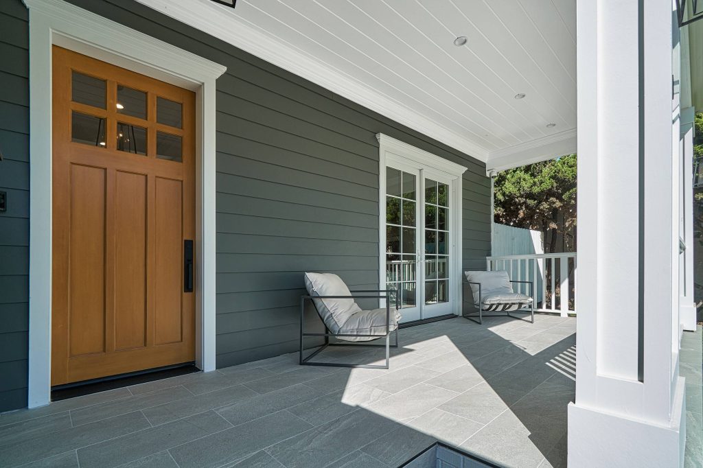 This is an example of a mid-sized contemporary tile front porch design in Los Angeles with a roof extension. by Build 4 You Inc. | Outdoor Photos | Porch | Landscaping | Landscape Design | Outdoor Living Space | Porch Design Ideas | Outdoor Living Space Ideas | Backyard Design