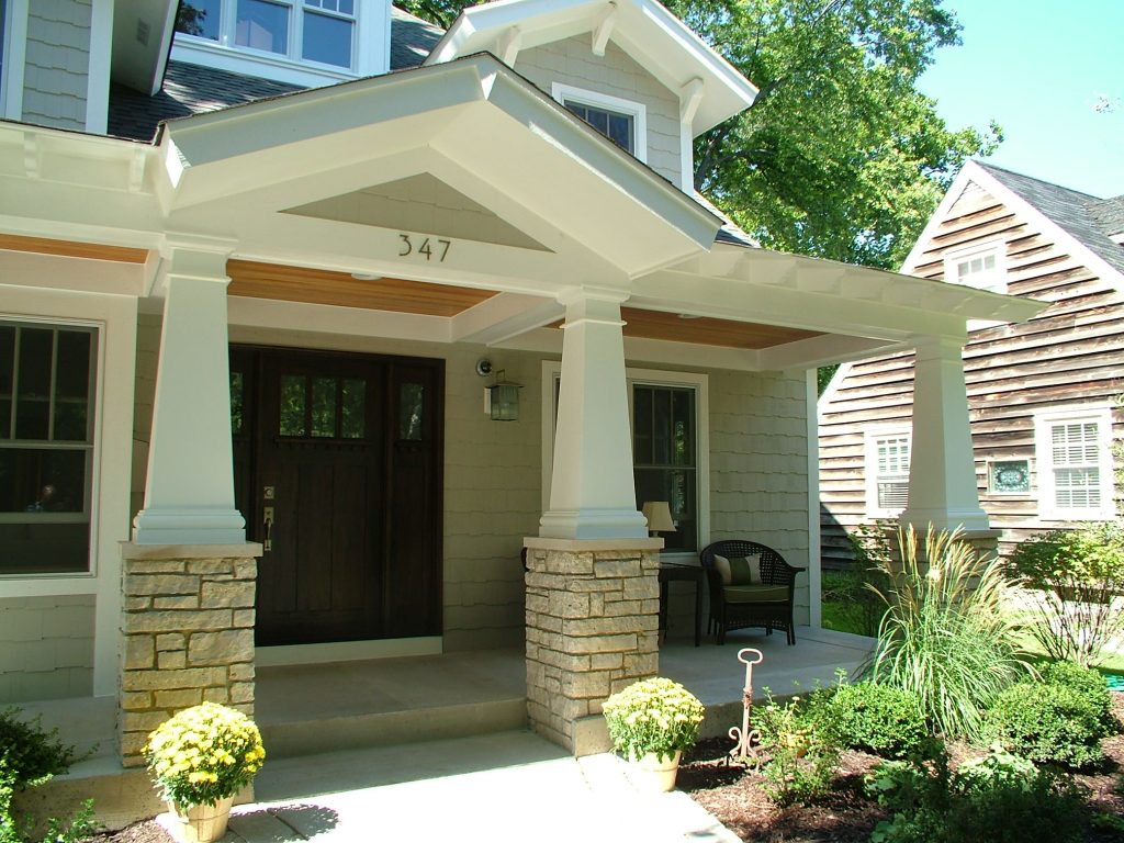 This is an example of a mid-sized craftsman porch design in Chicago. by Fischer Homes, Ltd. | Outdoor Photos | Porch | Landscaping | Landscape Design | Outdoor Living Space | Porch Design Ideas | Outdoor Living Space Ideas | Backyard Design