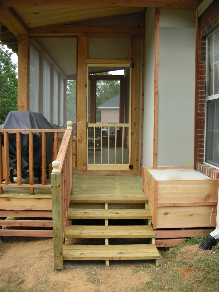 This is an example of a mid-sized rustic screened-in back porch design in Other with decking and a roof extension. by ILLUS Visual & Design Arts | Outdoor Photos | Porch | Landscaping | Landscape Design | Outdoor Living Space | Porch Design Ideas | Outdoor Living Space Ideas | Backyard Design