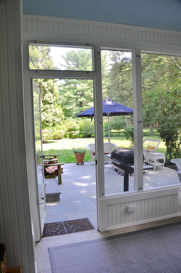 This is an example of a mid-sized screened-in back porch design in Philadelphia with a roof extension. by Lawrenceville Home Improvement Center, Inc. | Outdoor Photos | Porch | Landscaping | Landscape Design | Outdoor Living Space | Porch Design Ideas | Outdoor Living Space Ideas | Backyard Design