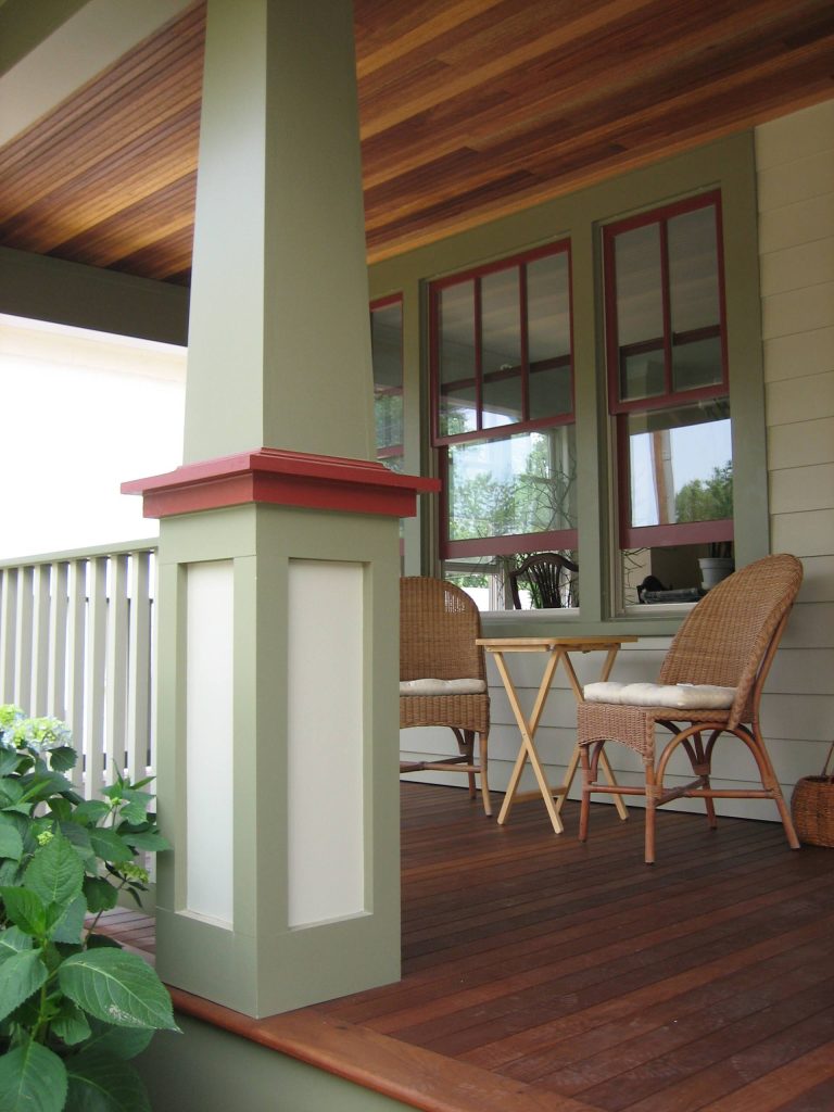 This is an example of a mid-sized traditional front porch design in DC Metro with decking and a roof extension. by WINN Design+Build | Outdoor Photos | Porch | Landscaping | Landscape Design | Outdoor Living Space | Porch Design Ideas | Outdoor Living Space Ideas | Backyard Design