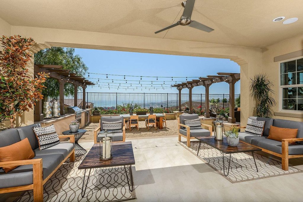 This is an example of a porch design in Orange County with a roof extension.