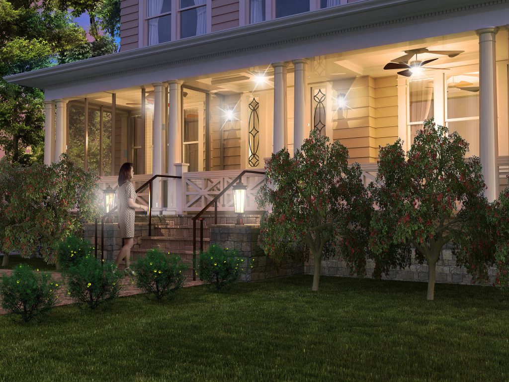 This is an example of a small traditional concrete paver front porch design in Bridgeport with a roof extension. by Richard Turlington Architects Inc | Outdoor Photos | Porch | Landscaping | Landscape Design | Outdoor Living Space | Porch Design Ideas | Outdoor Living Space Ideas | Backyard Design