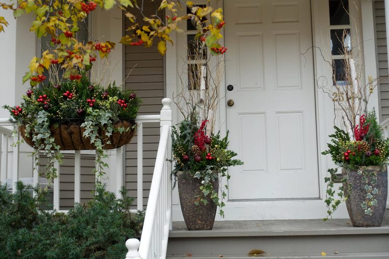 This is an example of a small traditional front porch design in Chicago with a roof extension. by KMS Gardens and Design | Outdoor Photos | Porch | Landscaping | Landscape Design | Outdoor Living Space | Porch Design Ideas | Outdoor Living Space Ideas | Backyard Design