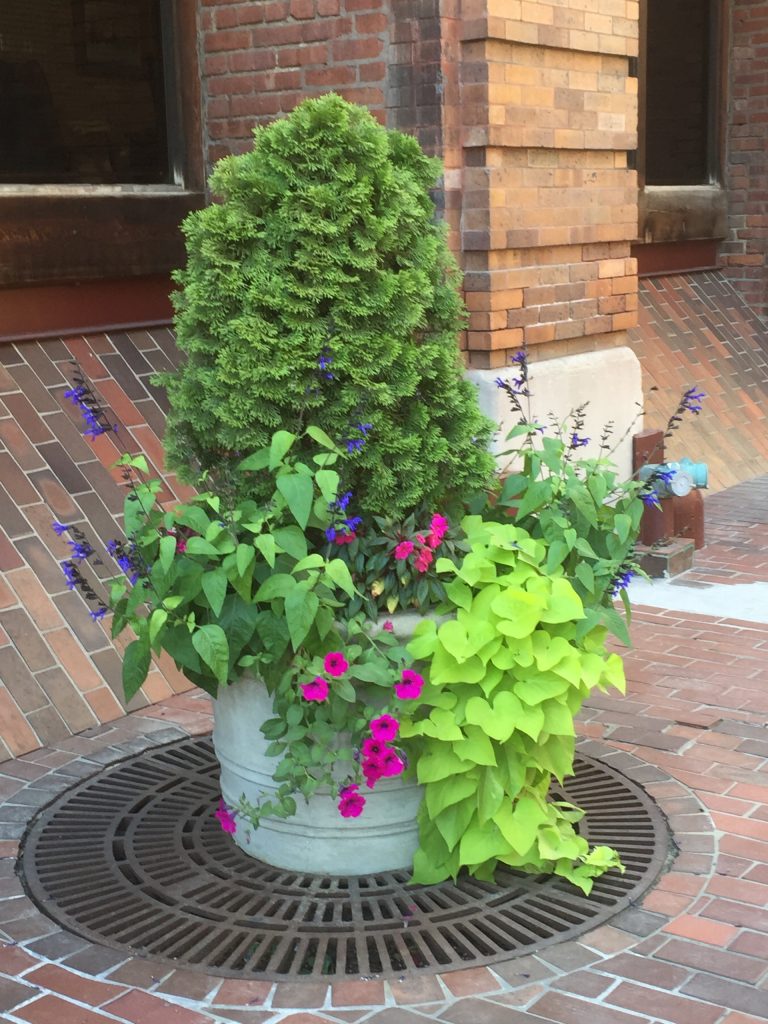 This is an example of a small traditional full sun backyard brick landscaping in Other.