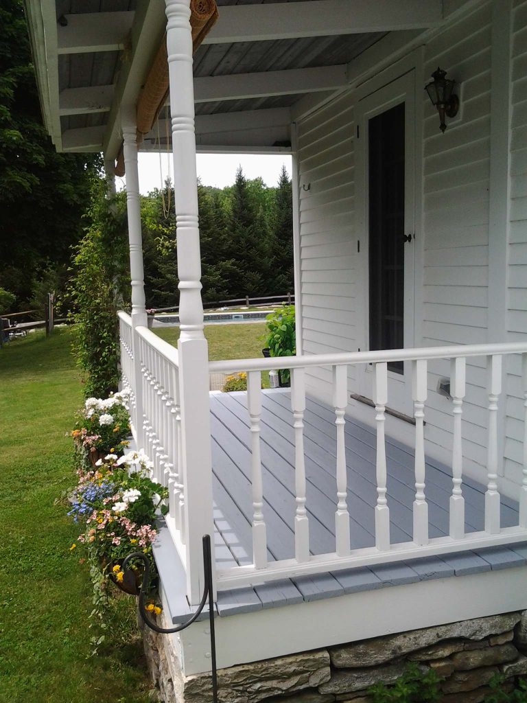 This is an example of a traditional back porch design in Bridgeport with a roof extension and decking. by Northeast Painters LLC | Outdoor Photos | Porch | Landscaping | Landscape Design | Outdoor Living Space | Porch Design Ideas | Outdoor Living Space Ideas | Backyard Design