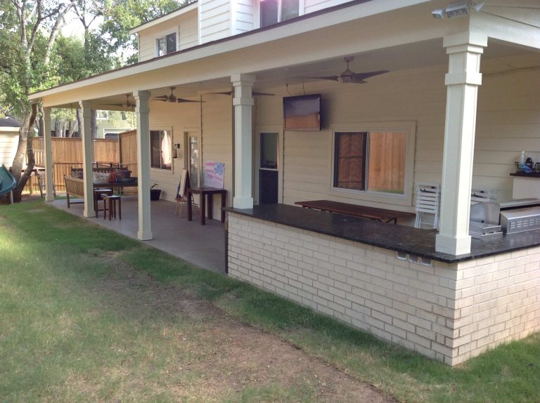 This is an example of a traditional porch design in Austin. by At Home | Outdoor Photos | Porch | Landscaping | Landscape Design | Outdoor Living Space | Porch Design Ideas | Outdoor Living Space Ideas | Backyard Design