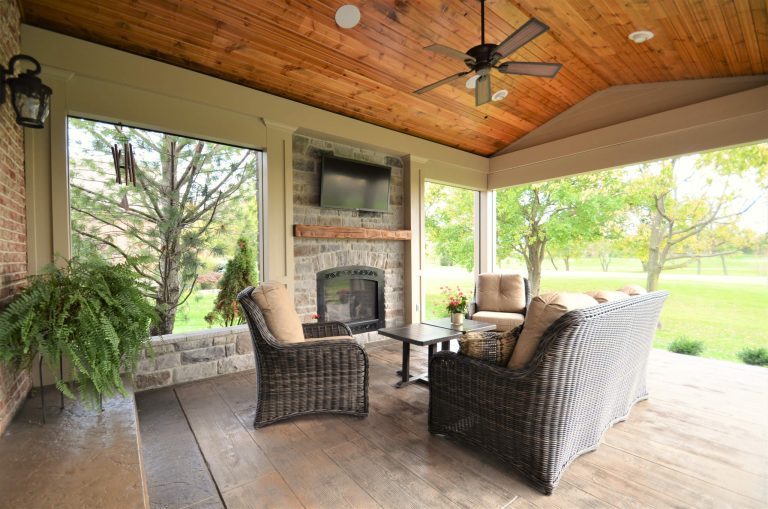 This is an example of a transitional porch design in Cincinnati. by Pendery Construction | Outdoor Photos | Porch | Landscaping | Landscape Design | Outdoor Living Space | Porch Design Ideas | Outdoor Living Space Ideas | Backyard Design