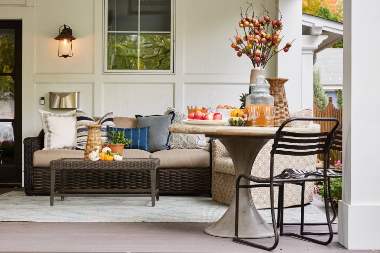 This is an example of a transitional porch design in Minneapolis with decking and a roof extension. by A. Sadowski Designs | Outdoor Photos | Porch | Landscaping | Landscape Design | Outdoor Living Space | Porch Design Ideas | Outdoor Living Space Ideas | Backyard Design