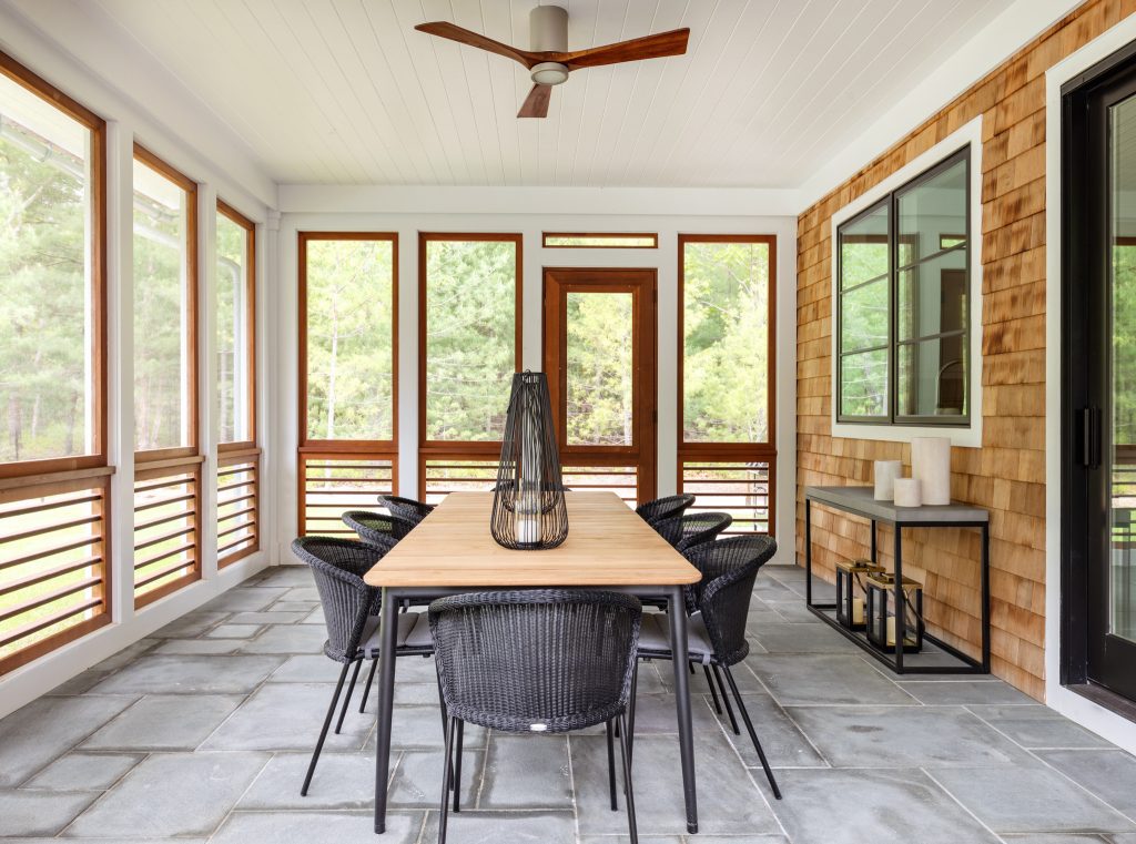 This is an example of a transitional porch design in New York. by Anna Crown | Outdoor Photos | Porch | Landscaping | Landscape Design | Outdoor Living Space | Porch Design Ideas | Outdoor Living Space Ideas | Backyard Design