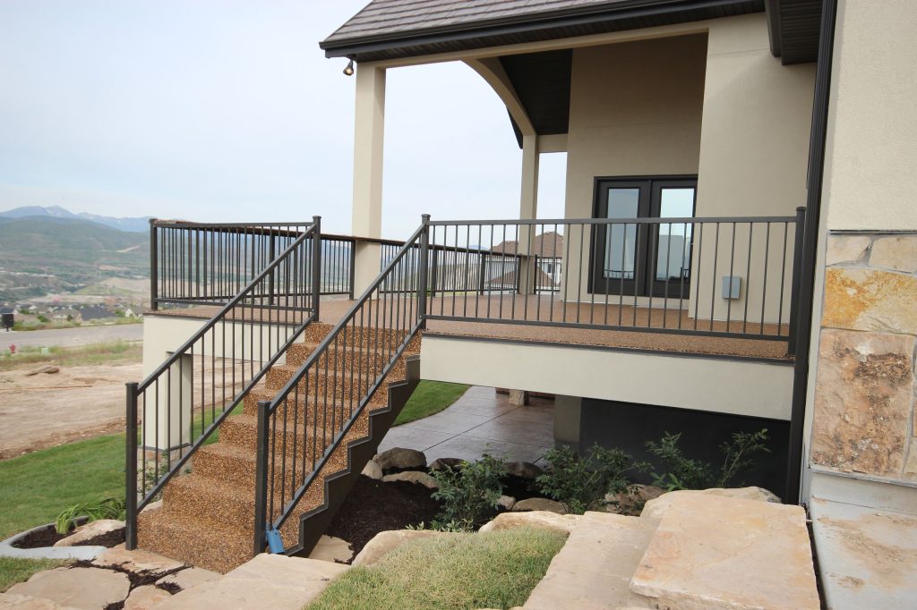 This is an example of a transitional porch design in Salt Lake City. by Titan Stairs, Utah! | Outdoor Photos | Porch | Landscaping | Landscape Design | Outdoor Living Space | Porch Design Ideas | Outdoor Living Space Ideas | Backyard Design