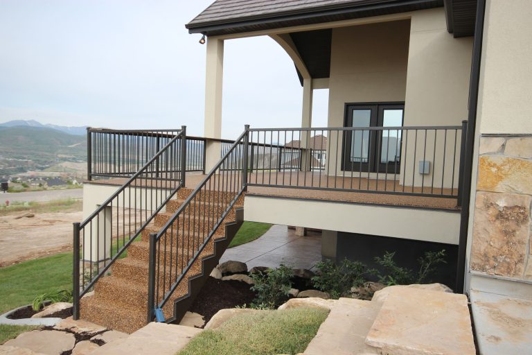 This is an example of a transitional porch design in Salt Lake City. by Titan Stairs, Utah! | Outdoor Photos | Porch | Landscaping | Landscape Design | Outdoor Living Space | Porch Design Ideas | Outdoor Living Space Ideas | Backyard Design