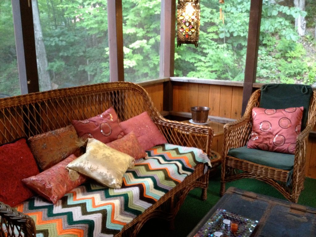 This is an example of an eclectic porch design in Burlington. by Theresa McCabe ReDesigns | Outdoor Photos | Porch | Landscaping | Landscape Design | Outdoor Living Space | Porch Design Ideas | Outdoor Living Space Ideas | Backyard Design