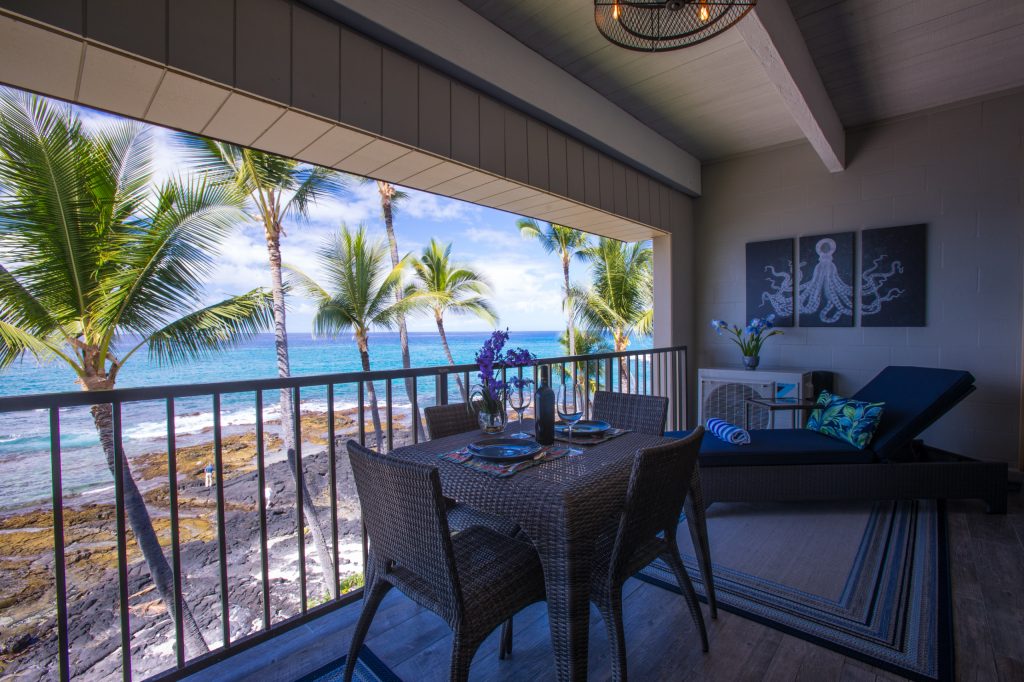 This is an example of an eclectic porch design in Hawaii. by Holly Gwen | Outdoor Photos | Porch | Landscaping | Landscape Design | Outdoor Living Space | Porch Design Ideas | Outdoor Living Space Ideas | Backyard Design