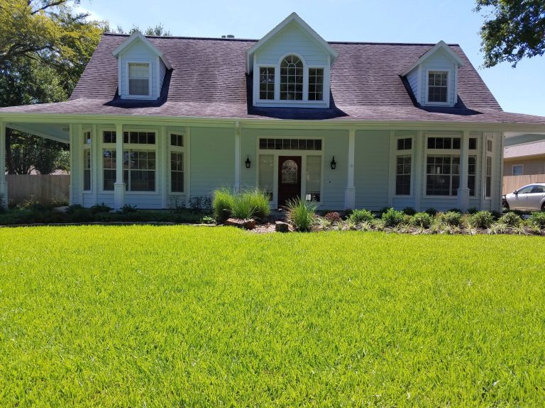 This is the completed landscape with low maintance plants.