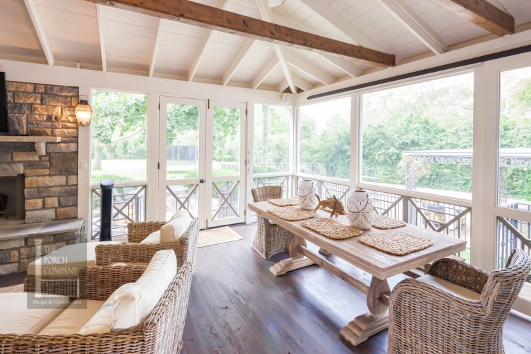 This large Belle Meade screened porch is large enough for a seating and an eating area. Copyright 2012 J. Paul Moore