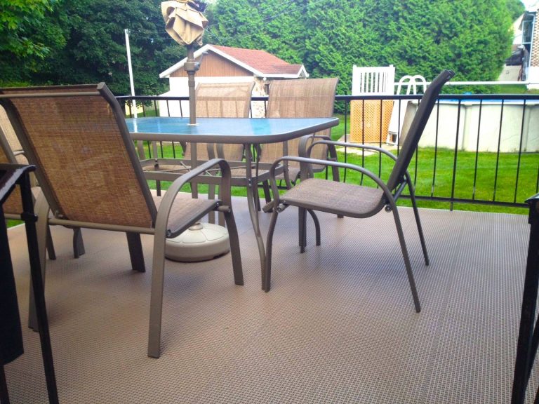 This patio is floored with the USA made DuraGrid® deck tiles. Patented all-weather interlocking floor system that is ideal to cover up unsightly weathered wood, concrete and more. by Big Floors | Outdoor Photos | Porch | Landscaping | Landscape Design | Outdoor Living Space | Porch Design Ideas | Outdoor Living Space Ideas | Backyard Design