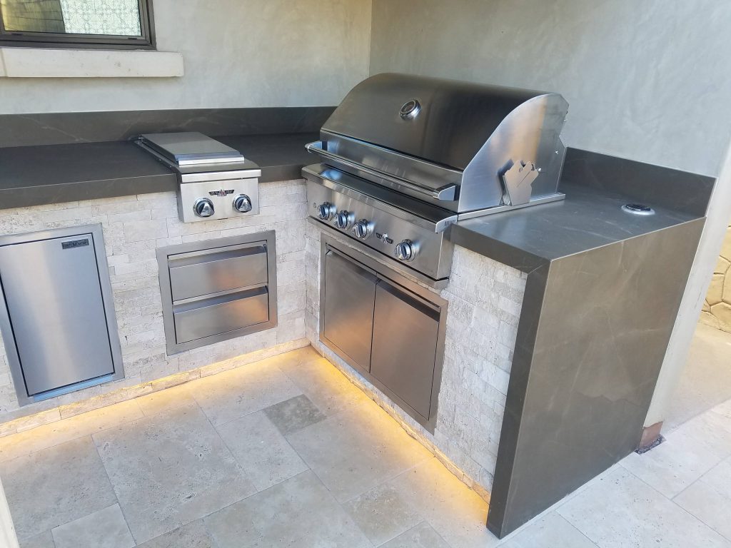 This picture shows the unique toe kick lighting hooked up to a dimmer remote