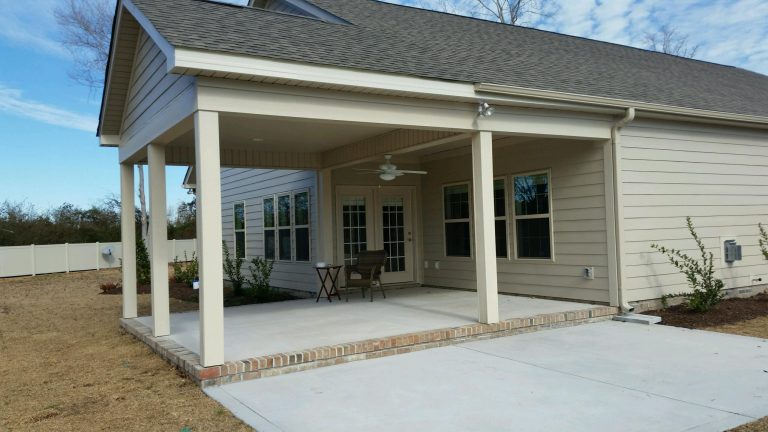 This was a porch addedto a brand new home built by H&H. The builder provided the slab at the customers request. We took it from there!