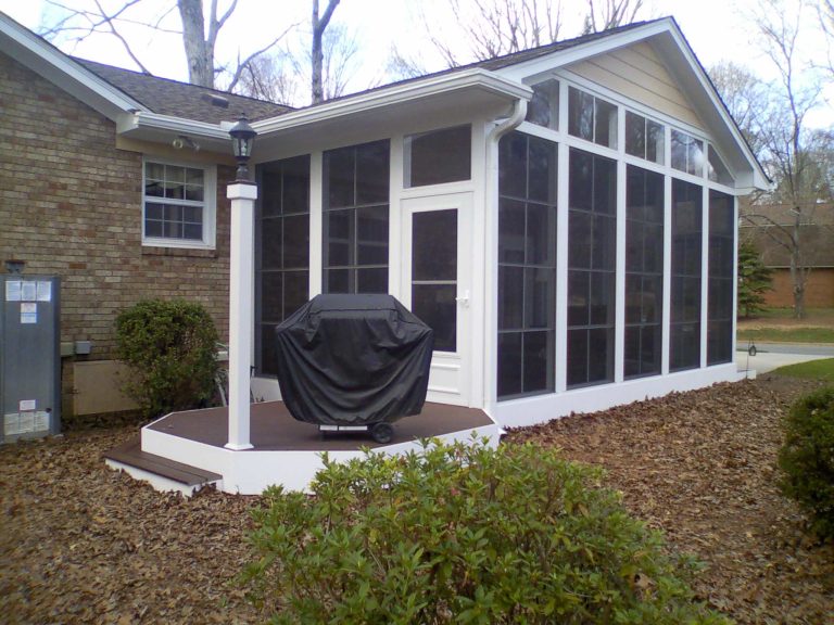 Three Season Porch addition with deck. Trex composite decking with concealed fasteners.