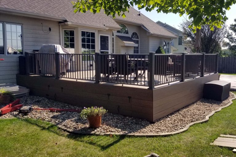 Timbertech PVC Capped Composite Deck with Westbury Full Aluminum Railing with under Deck Skirting