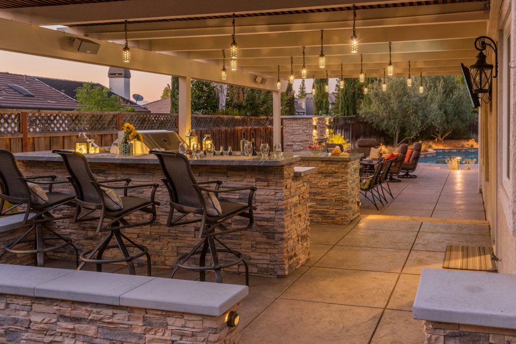 Tranquil patio & seating area with exceptional lighting throughout.