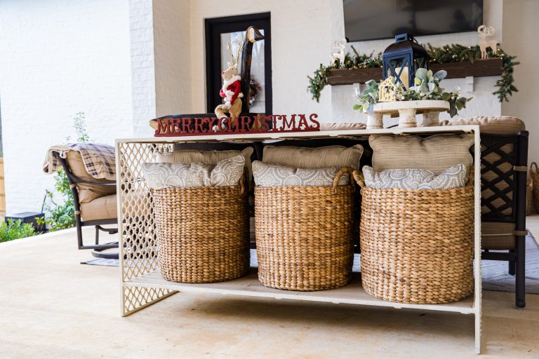 Transitional porch photo in Jackson by Samantha Smith Designs | Outdoor Photos | Porch | Landscaping | Landscape Design | Outdoor Living Space | Porch Design Ideas | Outdoor Living Space Ideas | Backyard Design