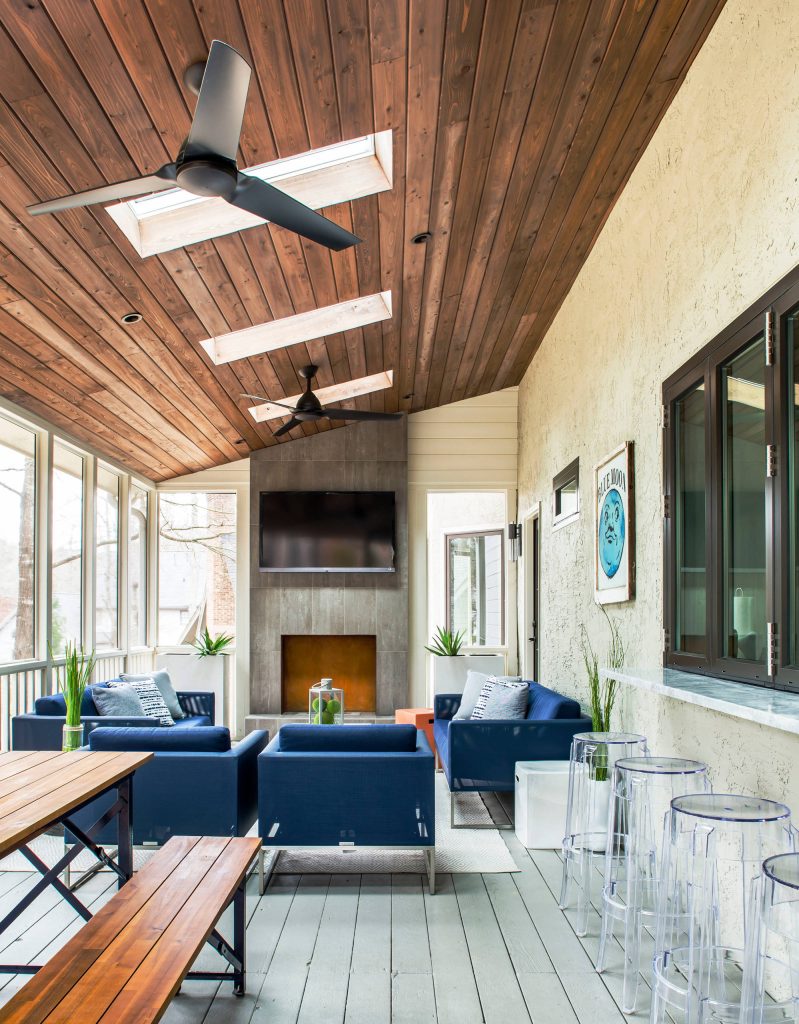 Transitional screened-in porch photo in Atlanta with decking by Weidmann Remodeling | Outdoor Photos | Porch | Landscaping | Landscape Design | Outdoor Living Space | Porch Design Ideas | Outdoor Living Space Ideas | Backyard Design